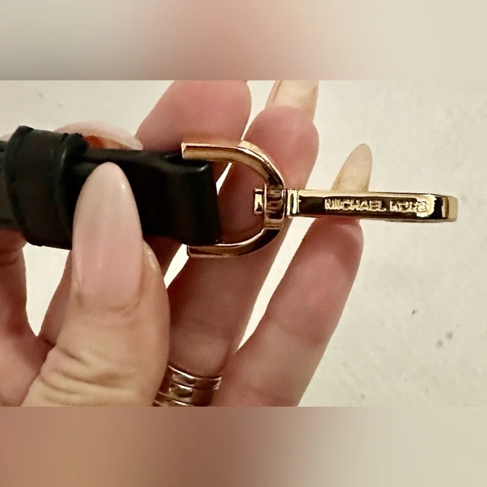 Michael Kors Black Leather Strap with Gold Clasps EUC